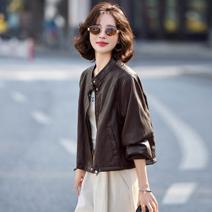 新款 皮衣女2026春秋季 宽松立领小个 夏易菲复古机车风短款 官网女装