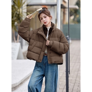 官网女装夏易菲立领假两件90鸭绒羽绒服女2026冬季新款小个子面包