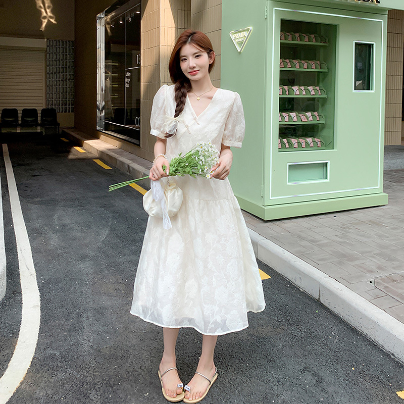 官网女装夏易菲实拍2025白色旗袍改良连衣裙女夏款中式国风显瘦小