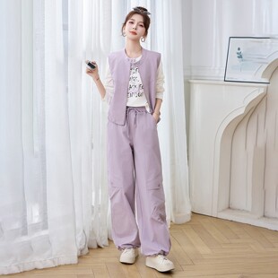 官网女装夏易菲时尚休闲马甲套装女2026春装新款韩系洋气短外套阔