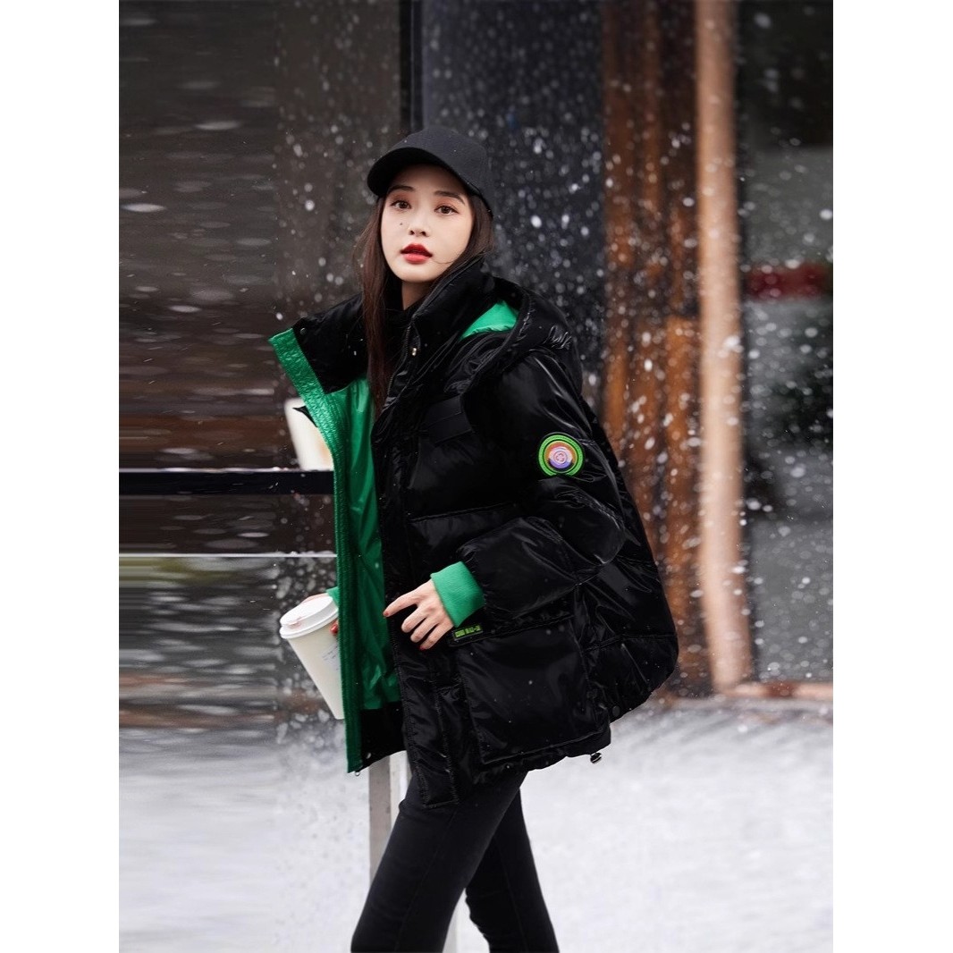 官网女装夏易菲2026年新款短款拼色羽绒服宽松时尚加厚外套小个子,女装/女士精品,羽绒服,淘宝优惠券,粉丝福利购,淘宝优惠卷