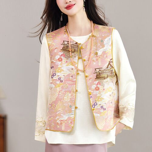 官网女装夏易菲新中式国风两面穿背心马甲女小衫两件套2026春秋圆