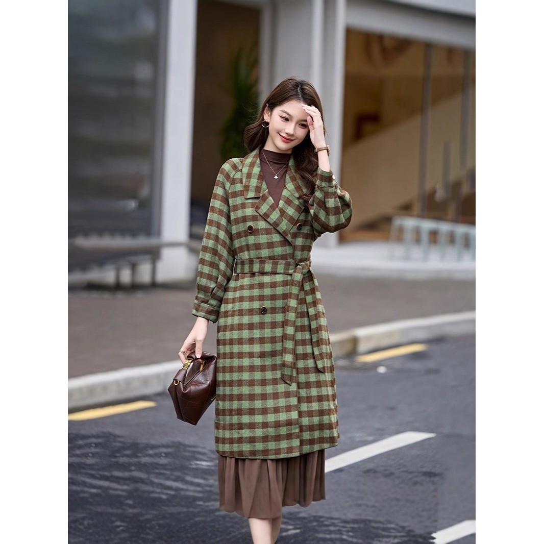 官网女装夏易菲格子双面呢大衣女中长款2026秋冬新款气质西装领羊,女装/女士精品,风衣,淘宝优惠券,粉丝福利购,淘宝优惠卷
