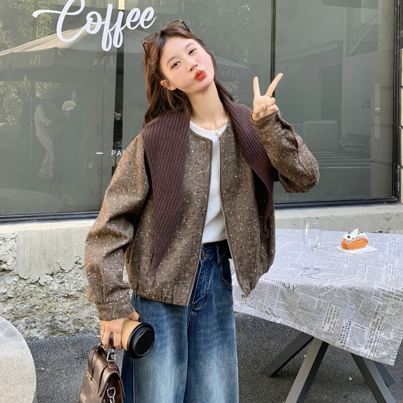 官网女装夏易菲实拍针织披肩复古气质毛呢外套2025冬款小个子时髦