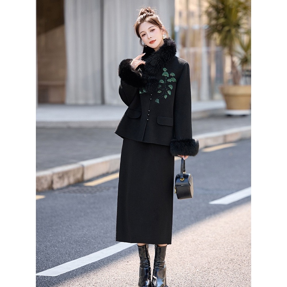 官网女装夏易菲新中式风套装裙女2026冬新气质刺绣立领盘扣呢子外,女装/女士精品,毛呢外套,淘宝优惠券,粉丝福利购,淘宝优惠卷