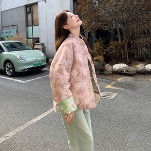 官网女装夏易菲粉色甜美少女感国风羽绒服女短款2026冬新款新中式