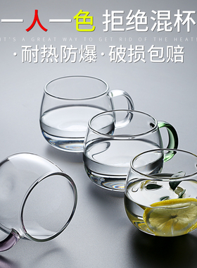 玻璃杯家用带把手泡茶杯ins风透明套装耐高温女士高颜值喝水杯子