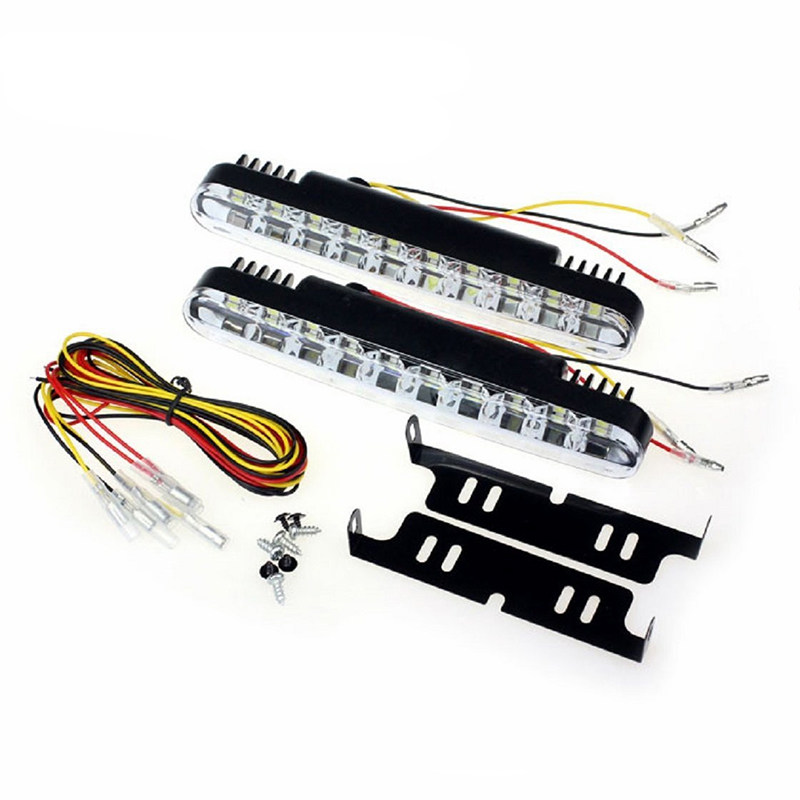 회전 기능이 있는 30개의 LED 노란색 주간 주행등 1세트 회전 기능이 있는 고휘도 자동차 2색 다기능 주간 주행등