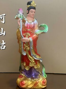 何仙姑神像家用供奉何仙姑娘娘像体八仙佛堂居家客厅工艺品摆件