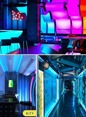 冷光灯条220V冰蓝色灯带酒吧KTV客厅吊顶户外防水12vLED柔性灯带