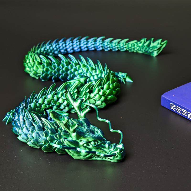 。3d打印关节龙中国龙模型玩具摆件炫彩系列卡通全身可动龙造景装