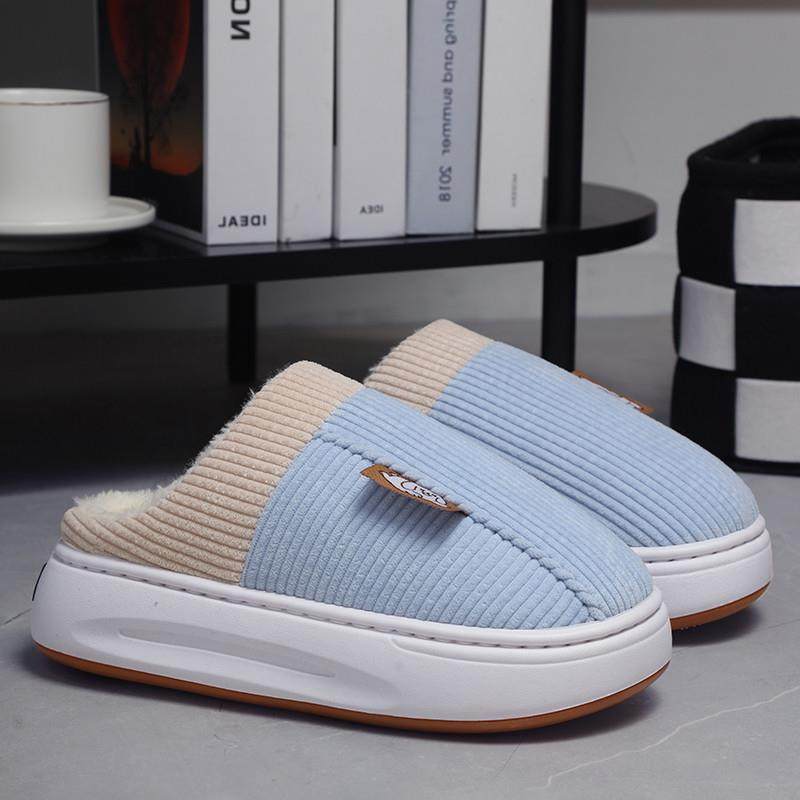 。2025冬季家庭用厚底棉质拖鞋室内保暖防滑牛筋女式羊毛衬里软底