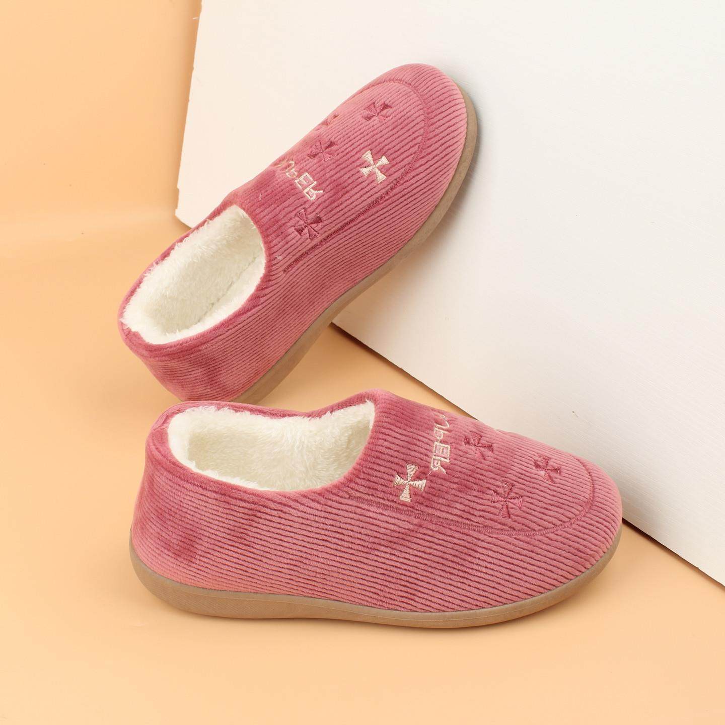 。防滑居家包跟棉拖鞋女款老人妈妈带跟加绒保暖冬季室内家居棉鞋