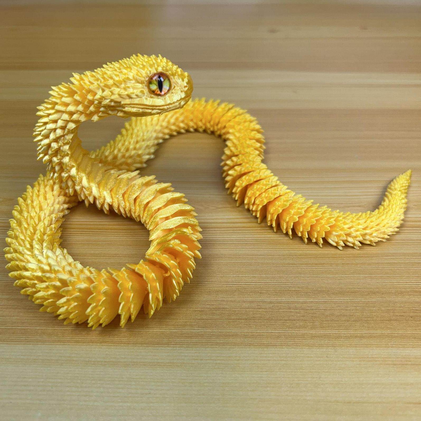 。三地打印龙关节蛇可动的3d打印獠牙蝰蛇牙齿可收缩玩具仿真模型