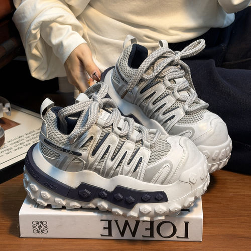 欧货真皮大头面包鞋女厚底松糕老爹鞋百搭小个子增高运动休闲板鞋