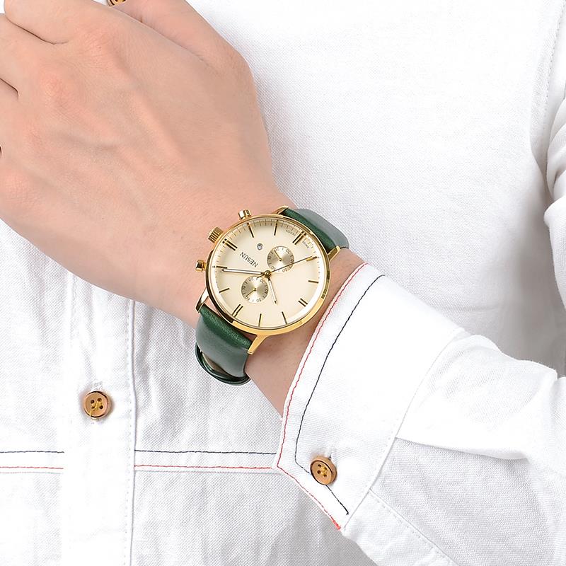 尼尚正品机械手表男女士简约款情侣手表一对十大品牌腕表真皮