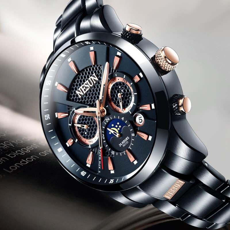 NESUN尼尚男士手表全自动机械手表时尚多功能夜光防水运动男表