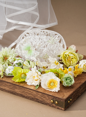 《羽蝶》宋制发冠头饰绿色花围 汉服配饰发饰3d打印仙气发冠