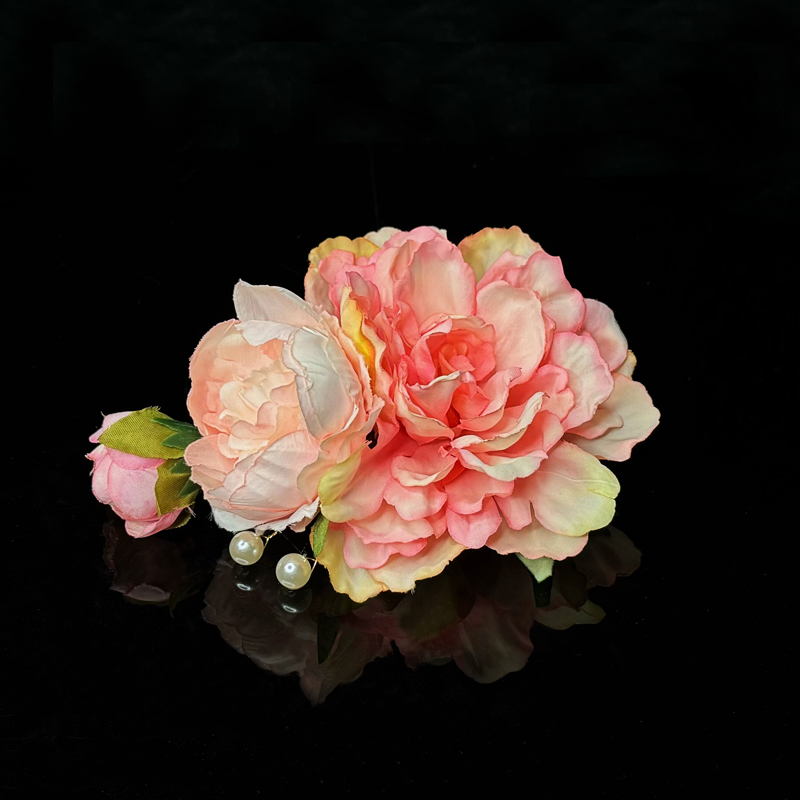 《凝玑》绢花唐风边夹汉服仿真花甜美花朵侧边头饰后压古装配饰