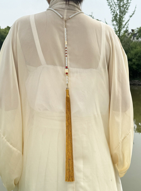 《雨棠》长背云流苏汉服配饰  璎珞长流苏背云  压襟禁步通用饰品