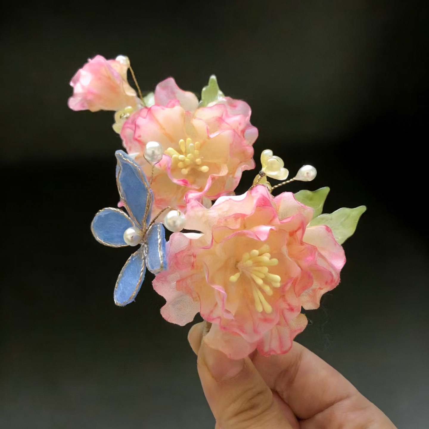 新中式头饰复古红色山茶花发夹粉色配饰蝴蝶边夹古风汉服侧边夹,饰品/流行首饰/时尚饰品新,发饰,淘宝优惠券,粉丝福利购,淘宝优惠卷