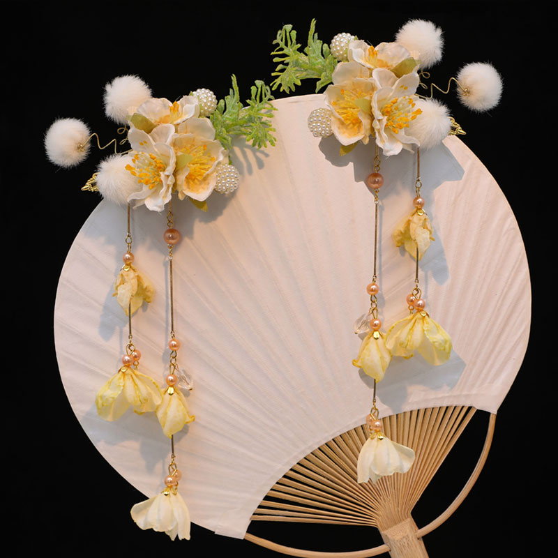 thumbnail for Silk flower headdress Hanfu simulation flower hairpin super fairy clip accessories head flower fairy ancient style female fairy gas burning flower hairpin