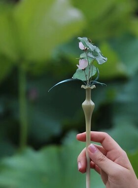 良造坊花瓶簪 可放水养花不易碎 3D打印 旗袍cos汉服配饰装饰发簪