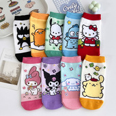 跨境日系卡通动漫小狸小猫纯棉四季 短袜直板立体船袜女袜子春夏薄