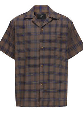 E86BRAND 复古纯棉格子开领夏季短袖衬衫