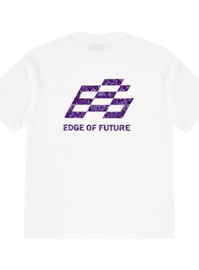 E86BRAND 腰果花运动赛车元素LOGO印花宽松纯棉短袖