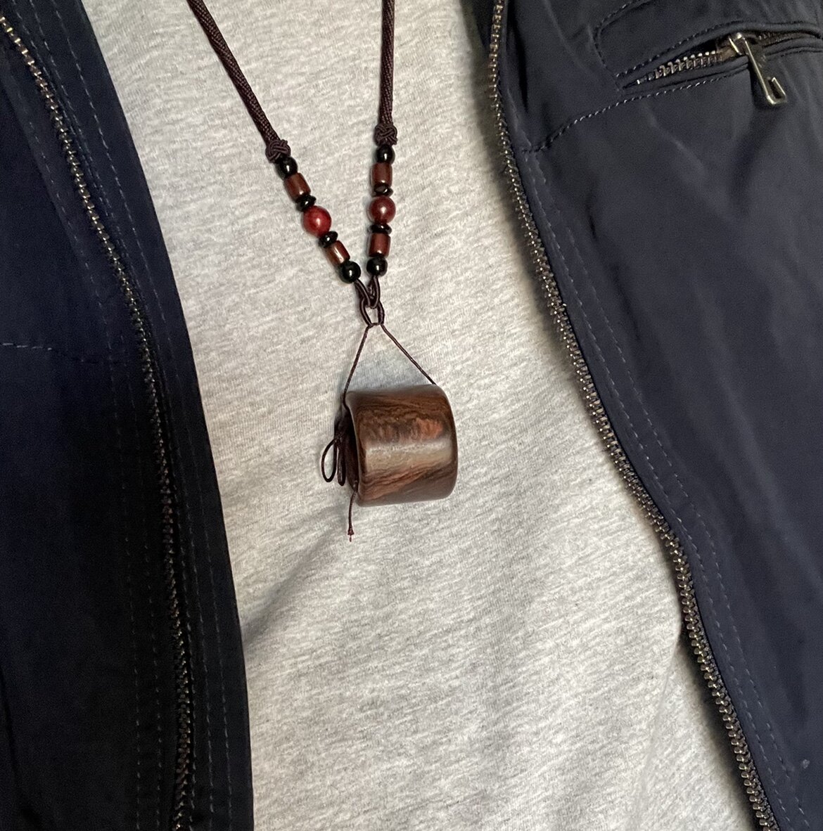 黄花梨木质扳指业余射箭筒扳指两端馒头口戒指吊坠复古文玩工艺品