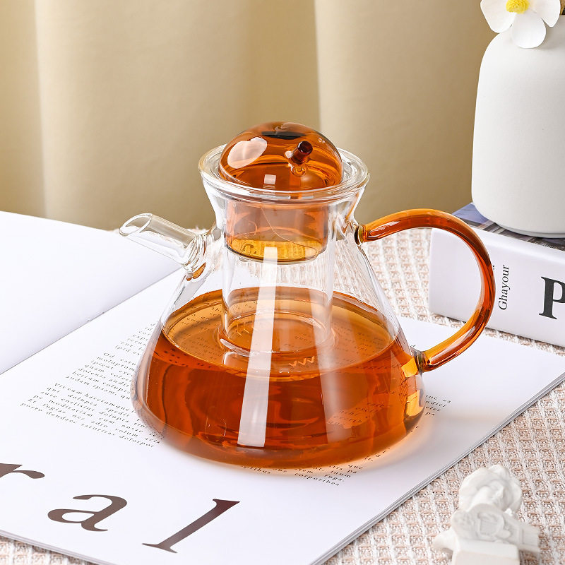 北欧风高颜值玻璃茶壶茶具花茶壶家用泡茶壶咖啡壶高硼硅玻璃壶