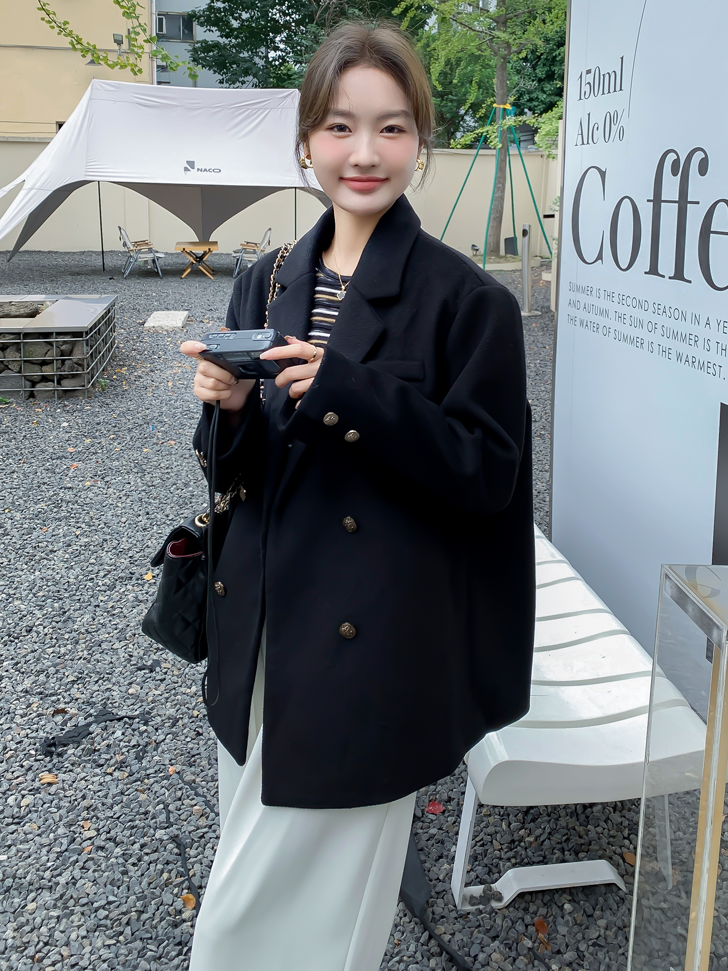 乔觅毛呢西装外套女2023新款秋冬爆款加厚小香风复古短款呢子大衣