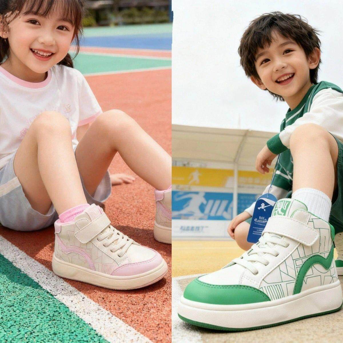 断码清小蓝羊春秋中大童休闲板鞋男童女童皮面高帮SK22181