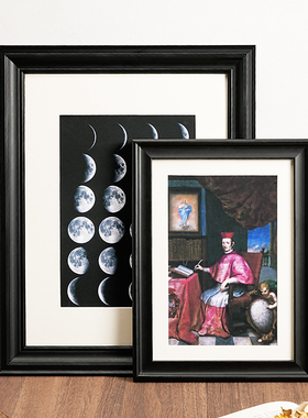 复古黑色相框摆台a3木质油画框A4实木画框空框装裱挂墙8k卡纸定制