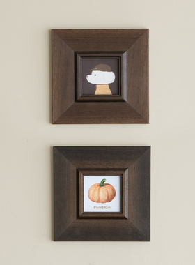 美式复古实木挂画框正方形摆台空框装裱油画展示画框挂墙照片定制