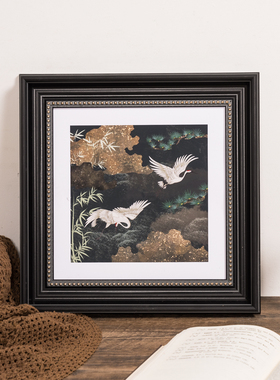 中古风百鸟朝凤画框国画装裱摆台相框挂墙法式复古空框洗照片打印