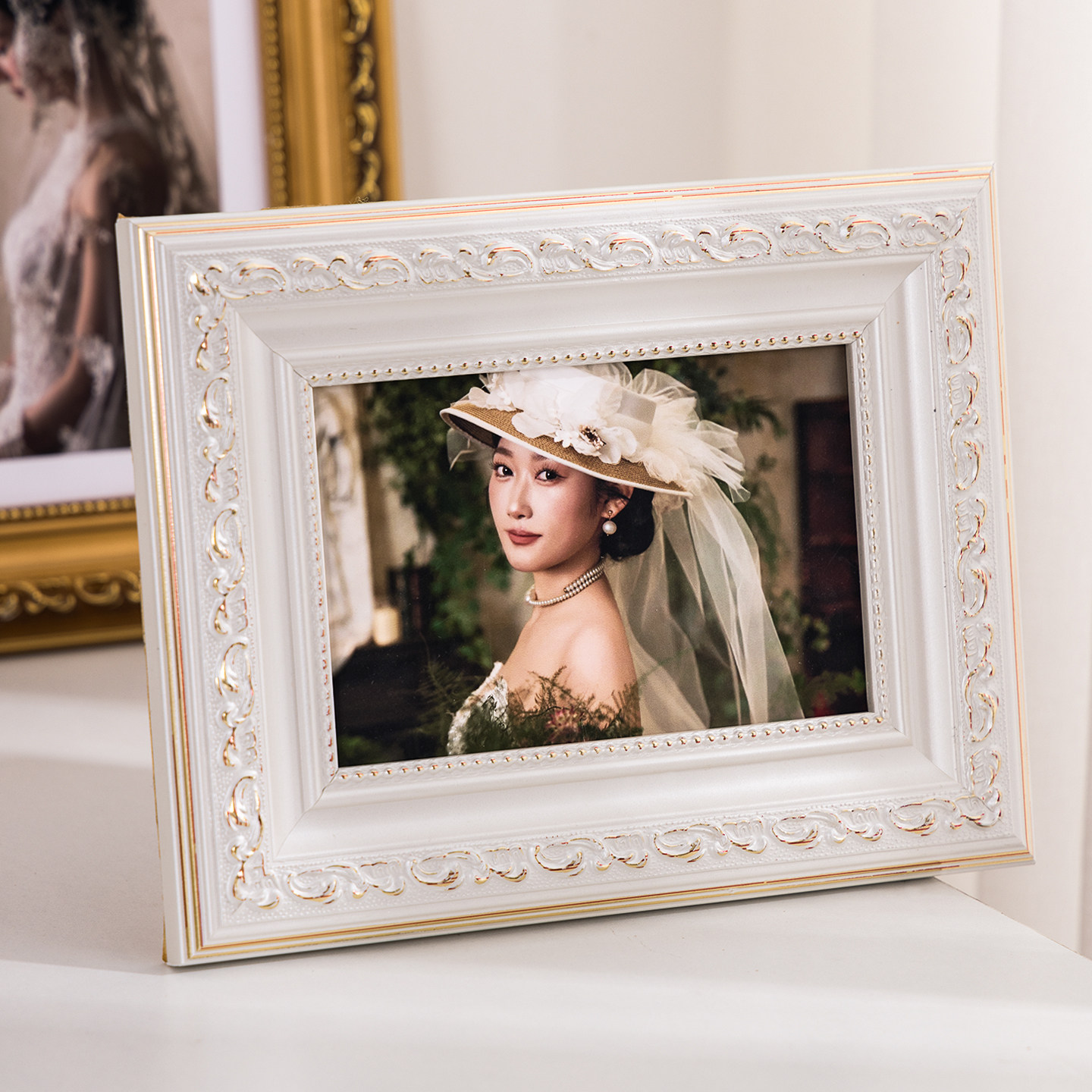 法式婚纱照桌面摆台画框实木洗照片做成相框轻奢高级感6寸8寸定制,家居饰品,相框/画框,淘宝优惠券,粉丝福利购,淘宝优惠卷