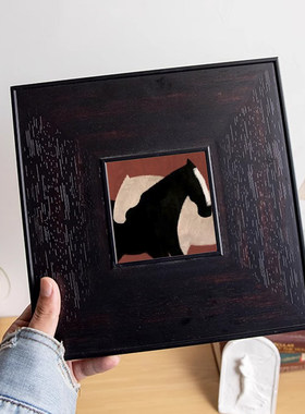 中古风黑色画框油画装裱外框法式复古宽边正方形装饰实木空框定制