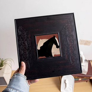 中古风黑色画框油画装裱外框法式复古宽边正方形装饰实木空框定制