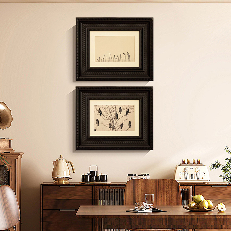 黑色中古画框挂墙定制尺寸