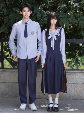 实拍2026秋季情侣装长袖班服连衣裙小中学生校服