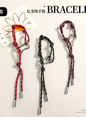 可爱ins同款红色尼龙绳手链miu系包包挂件情侣手链钥匙扣礼品