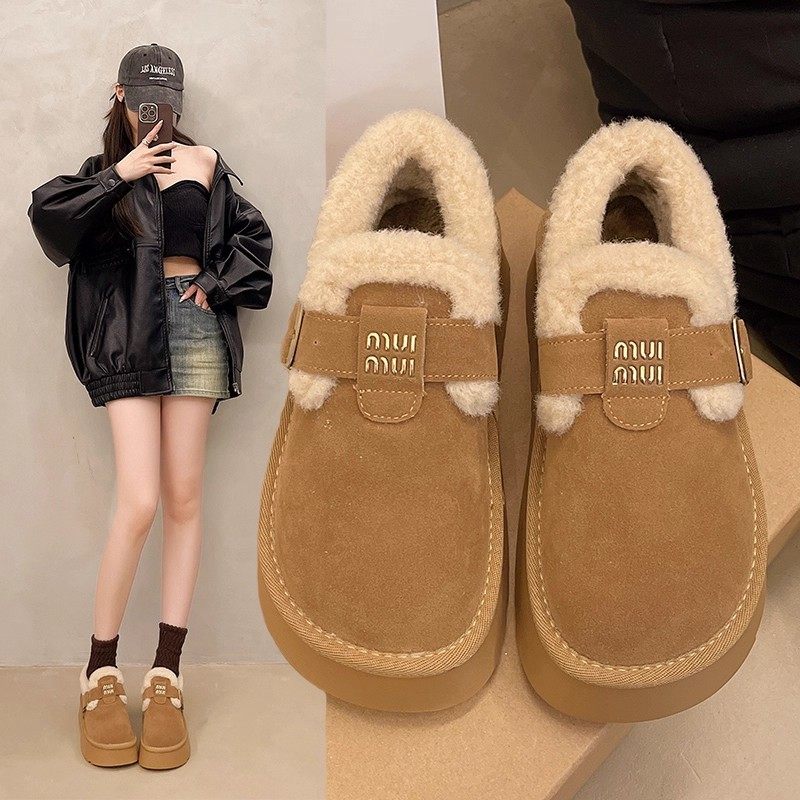 厚底勃肯短筒雪地靴女加绒保暖网红一脚蹬秋冬季2025新款豆豆棉鞋,女鞋,时尚雪地靴,淘宝优惠券,粉丝福利购,淘宝优惠卷