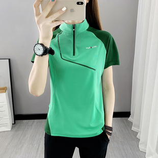 高尔夫速干上衣女 立领polo衫 运动快干跑步弹力显瘦golf球衣服装