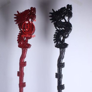 九龙禅杖法师拐杖专用锡杖樟木雕刻摆件龙头大号寺院法会用品家用