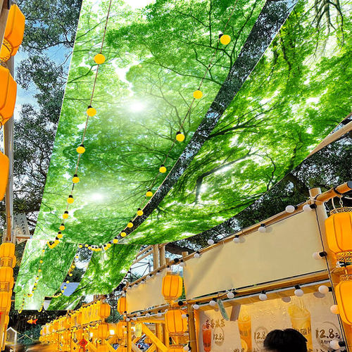森林绿叶天幕吊顶挂布自然氛围