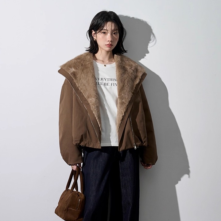 中长款2025冬季新款女进口青根貂百搭白鹅绒宽松保暖外套