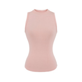 圆领针织背心女简约百搭显瘦打底衫 上衣 弹力修身 无袖 包邮 欧美时尚