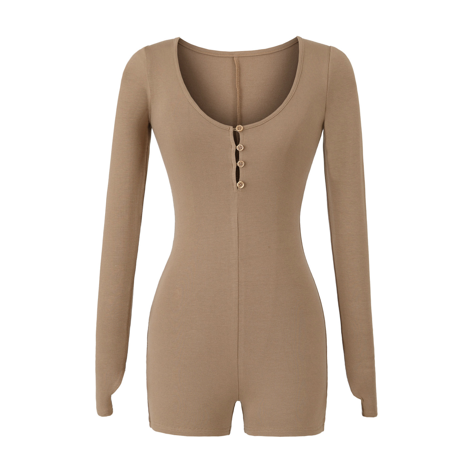 包邮美式复古修身显瘦圆领纽扣长袖连体衣女辣妹弹力运动连体短裤,女装/女士精品,连体衣/裤,淘宝优惠券,粉丝福利购,淘宝优惠卷